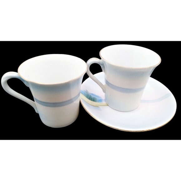 Chikaramachi Tea Cups Saucer Set Cottage Landscape Porcelain Japanese Vintage - Picture 6 of 13